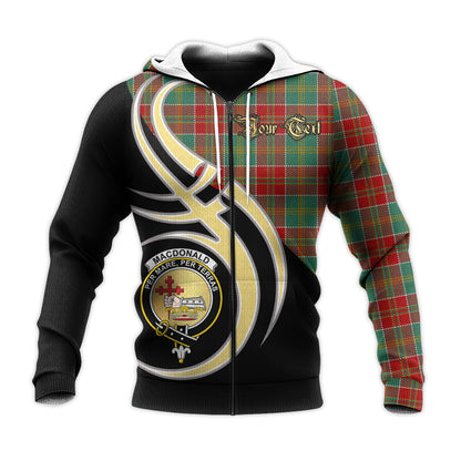 Printivon Macdonald Of Kingsburgh Clan Believe In Me Crest Tartan Knitted Hoodie Custom Your Text