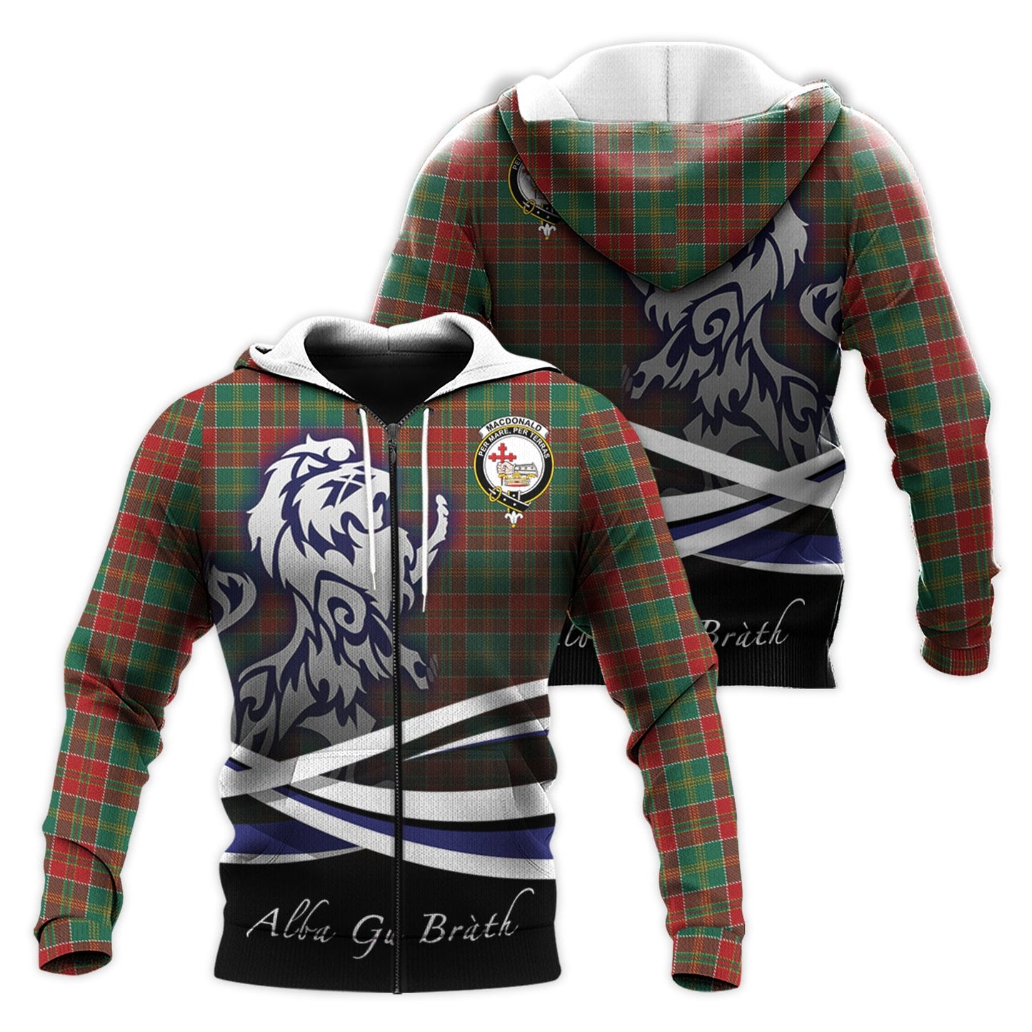Printivon Macdonald Of Kingsburgh Tartan Scottish Lion Hoodie
