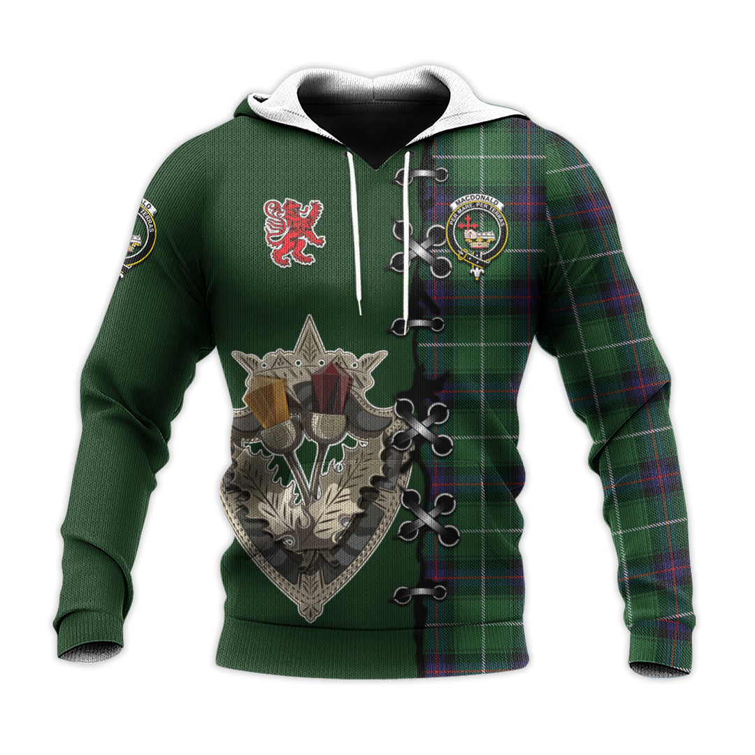Printivon Macdonald Of The Isles Tartan Hoodie Lion Rampant And Celtic Thistle Style