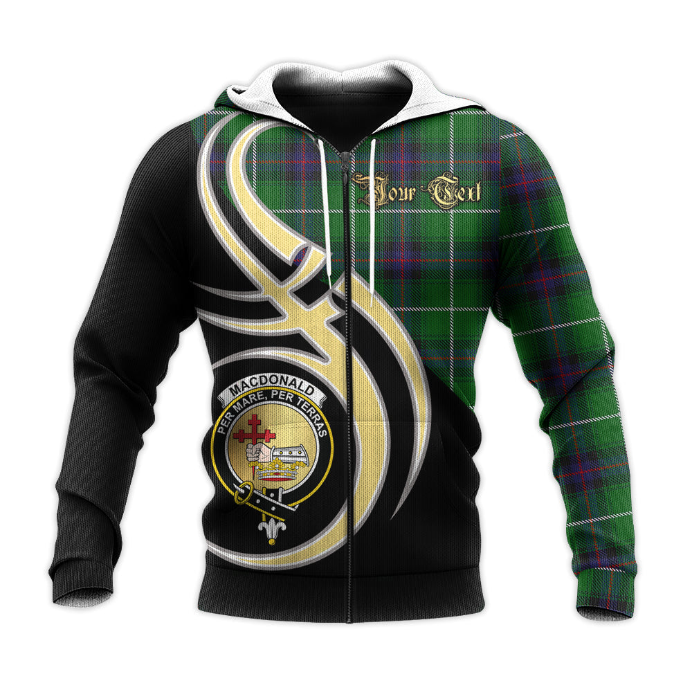 Printivon Macdonald Of The Isles Clan Believe In Me Crest Tartan Knitted Hoodie Custom Your Text