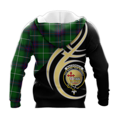 Printivon Macdonald Of The Isles Clan Believe In Me Crest Tartan Knitted Hoodie Custom Your Text