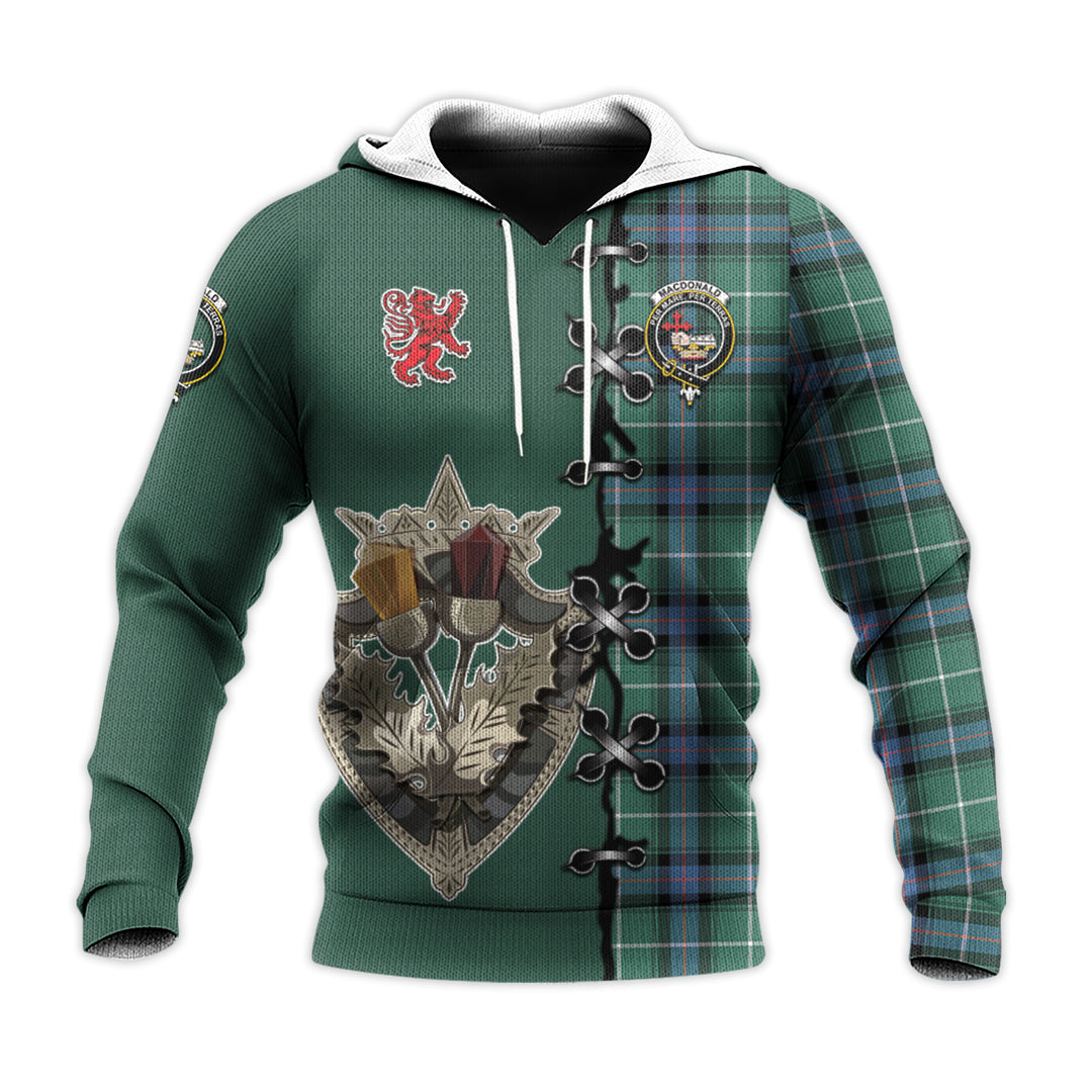 Printivon Macdonald Of The Isles Hunting Ancient Tartan Hoodie Lion Rampant And Celtic Thistle Style