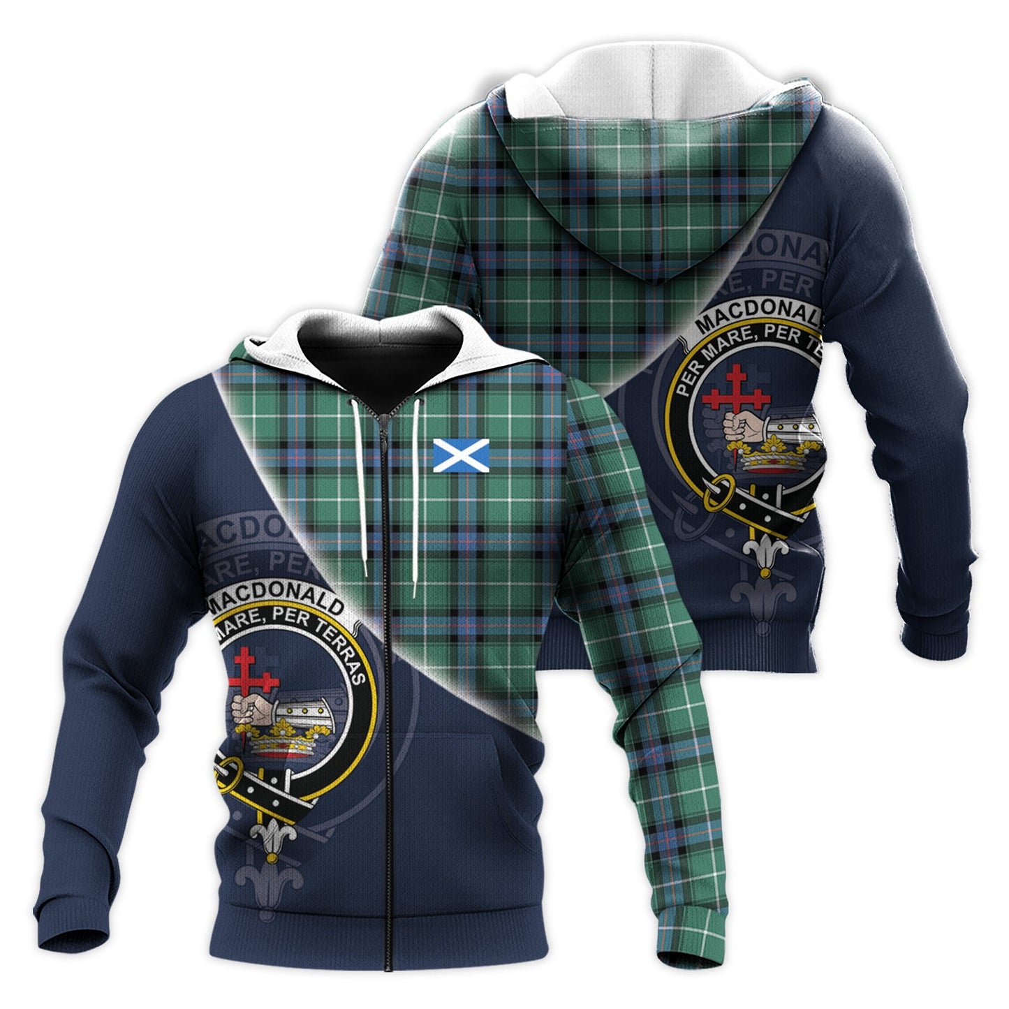 Printivon Macdonald Of The Isles Hunting Ancient Tartan Scottish Crest Hoodie