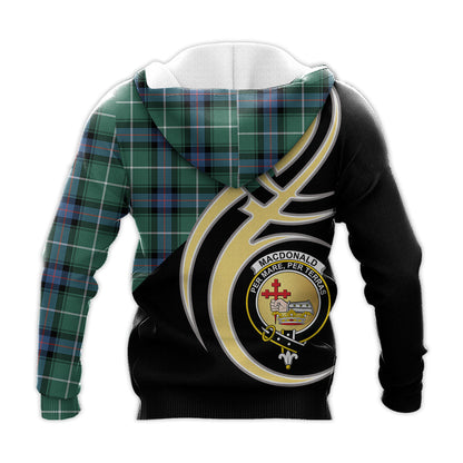 Printivon Macdonald Of The Isles Hunting Ancient Clan Believe In Me Crest Tartan Knitted Hoodie Custom Your Text