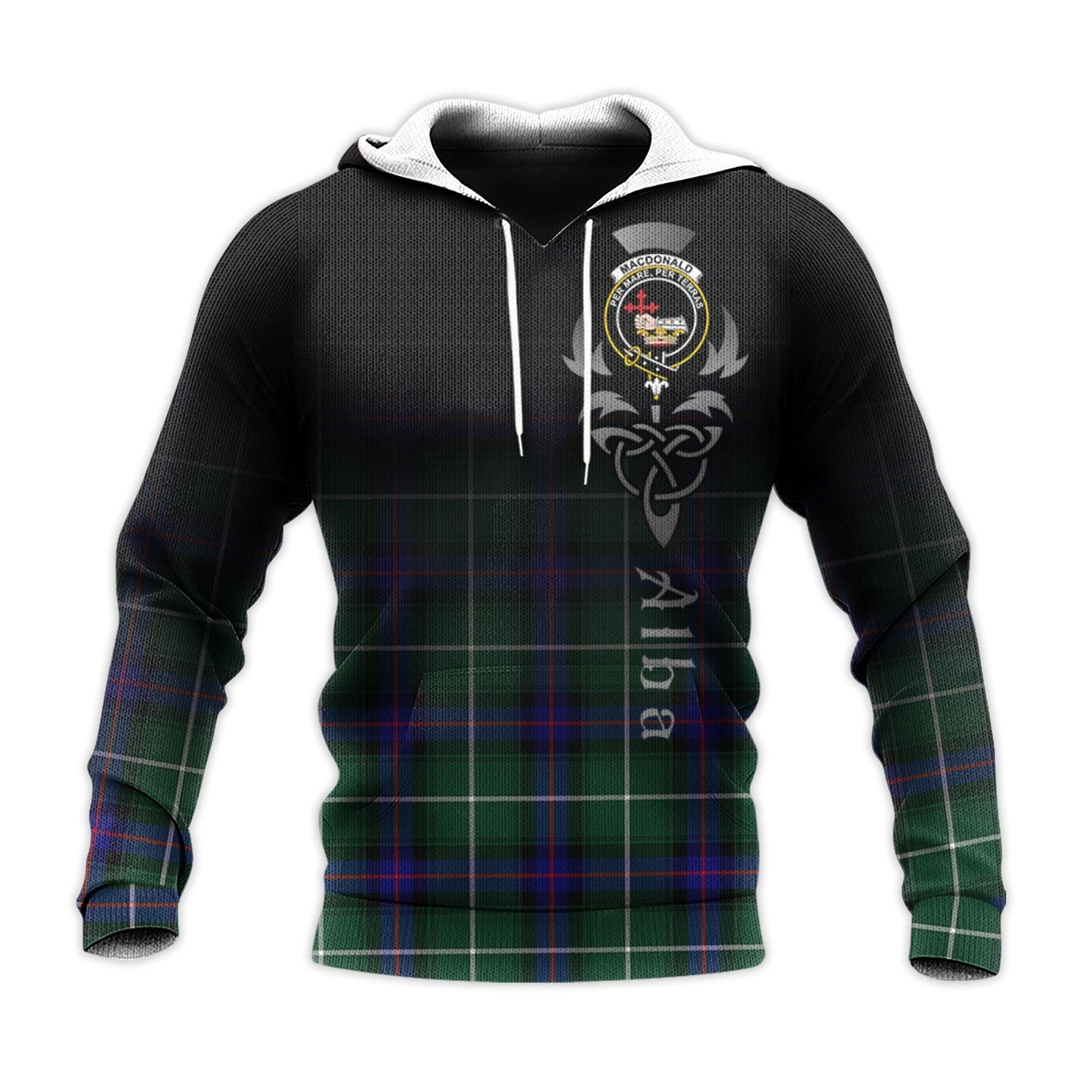 Printivon Macdonald Of The Isles Hunting Modern Tartan Crest Alba Celtic Hoodie