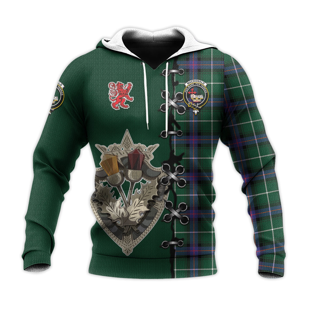 Printivon Macdonald Of The Isles Hunting Modern Tartan Hoodie Lion Rampant And Celtic Thistle Style