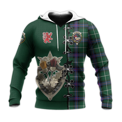 Printivon Macdonald Of The Isles Hunting Modern Tartan Hoodie Lion Rampant And Celtic Thistle Style