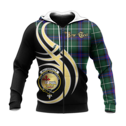 Printivon Macdonald Of The Isles Hunting Modern Clan Believe In Me Crest Tartan Knitted Hoodie Custom Your Text