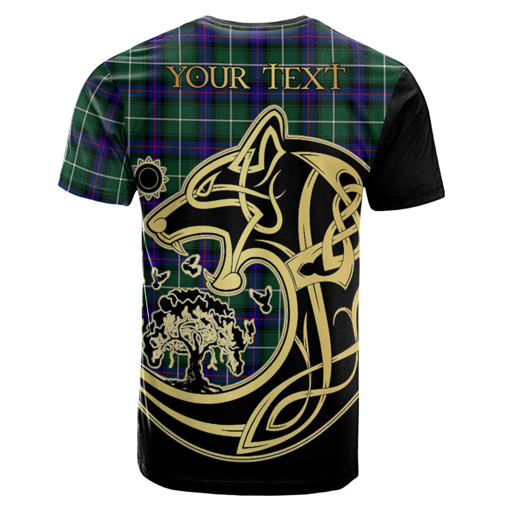 Printivon MacDonald of the Isles Hunting Modern Crest Celtic Wolf Tartan T Shirt Custom Your Text