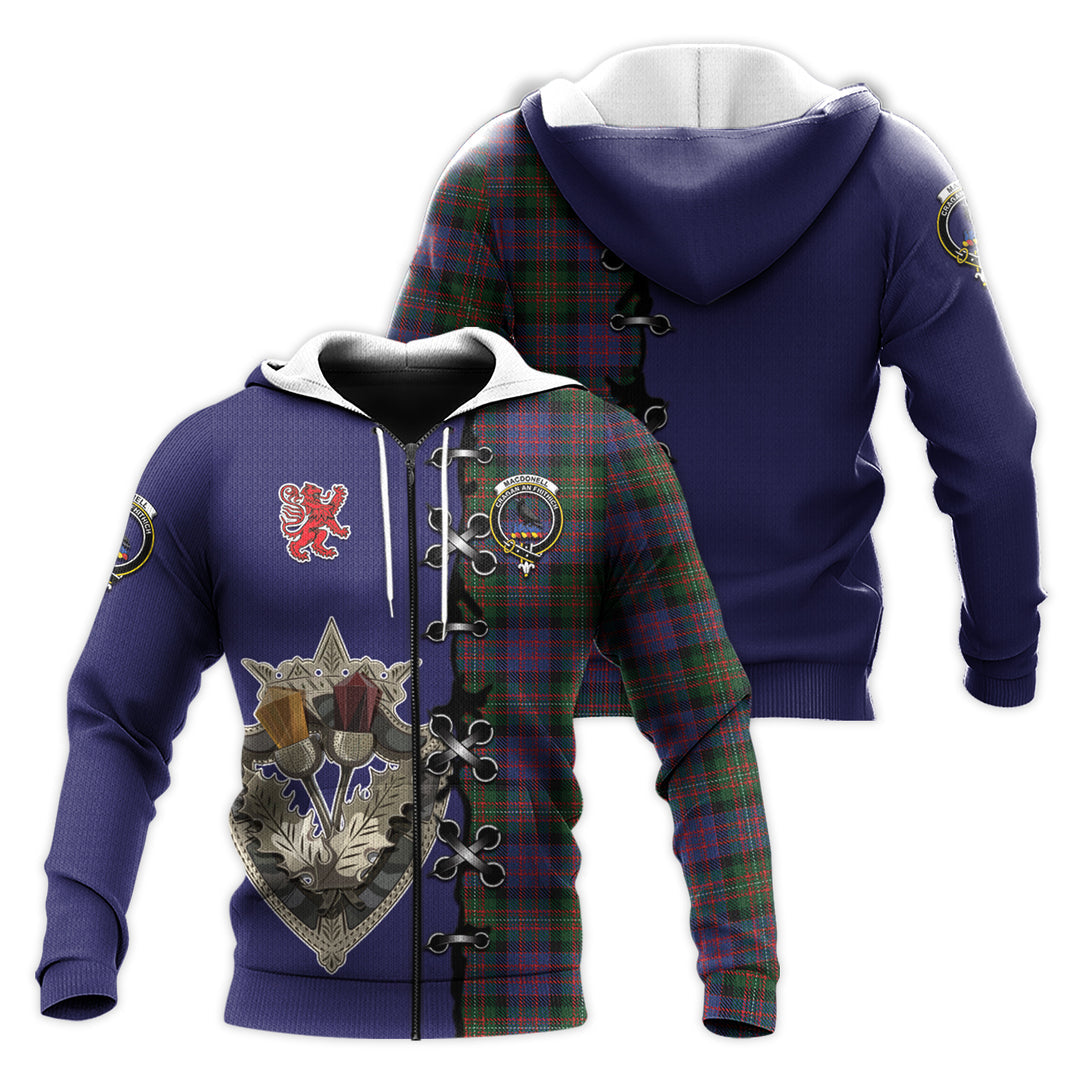 Printivon Macdonell Of Glengarry Tartan Hoodie Lion Rampant And Celtic Thistle Style