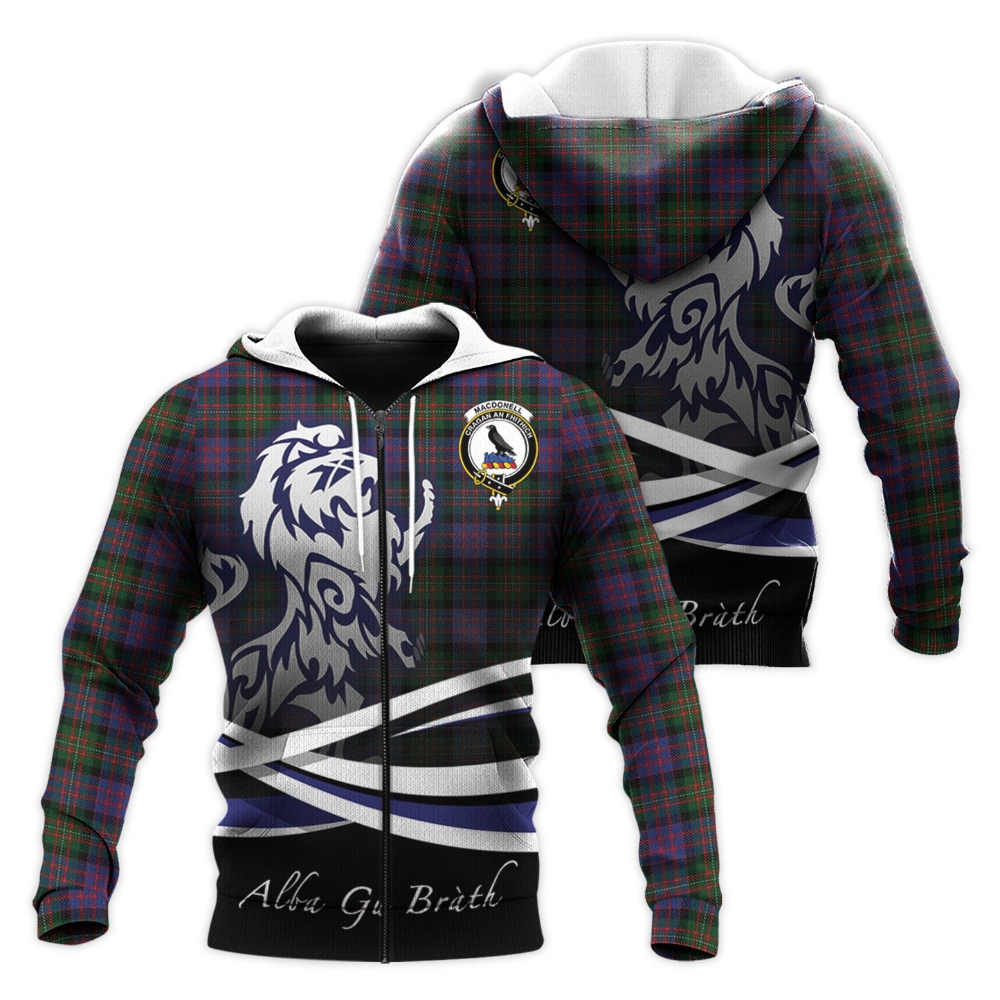 Printivon Macdonell Of Glengarry Tartan Scottish Lion Hoodie