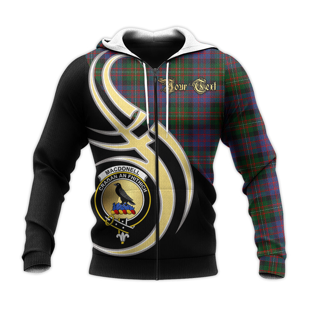 Printivon Macdonell Of Glengarry Clan Believe In Me Crest Tartan Knitted Hoodie Custom Your Text