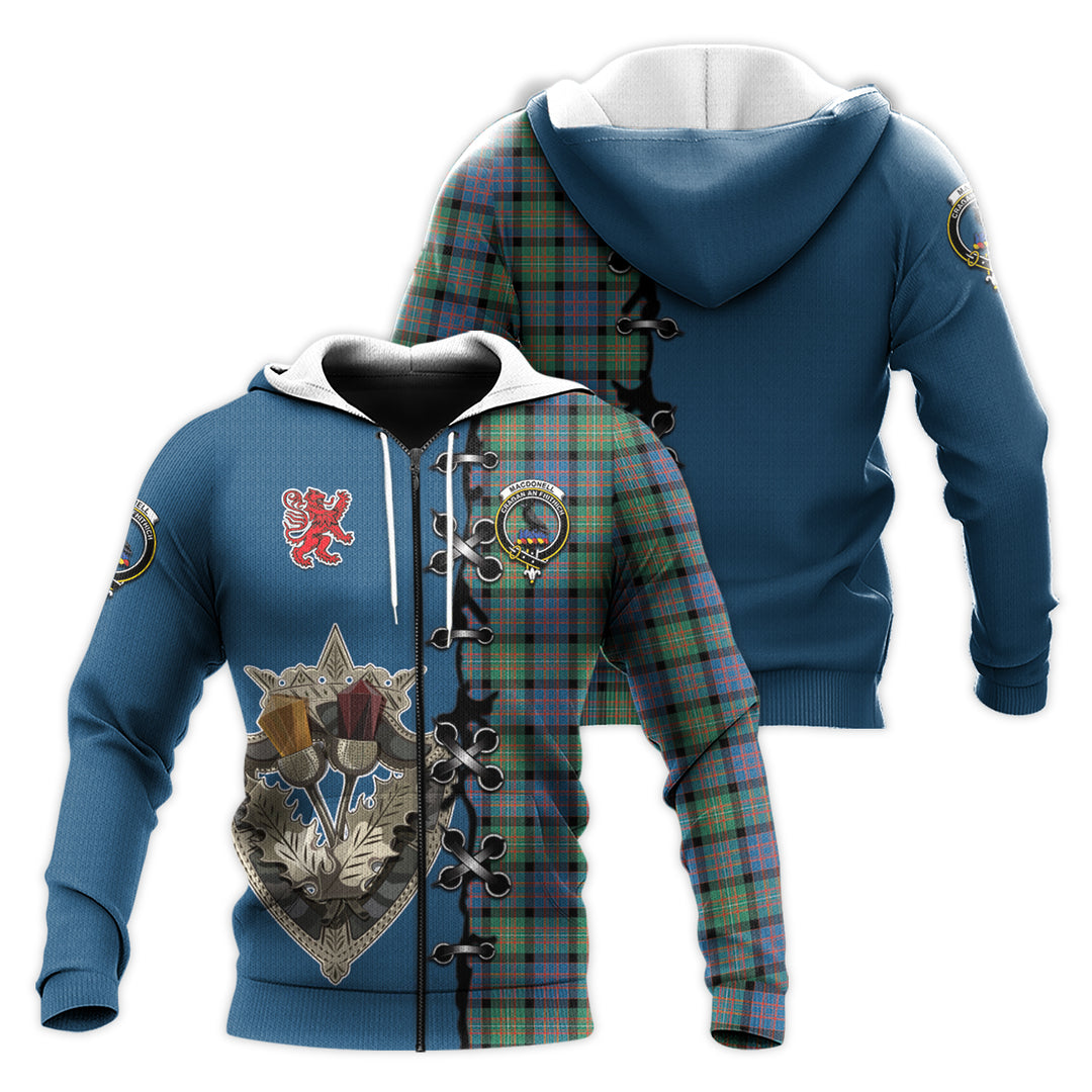 Printivon Macdonnell Of Glengarry Ancient Tartan Hoodie Lion Rampant And Celtic Thistle Style