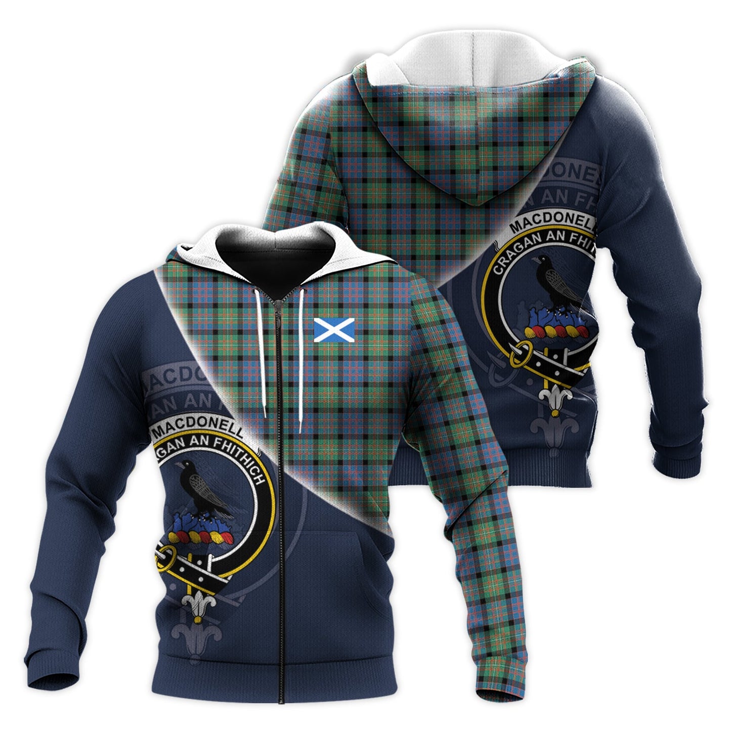 Printivon Macdonnell Of Glengarry Ancient Tartan Scottish Crest Hoodie