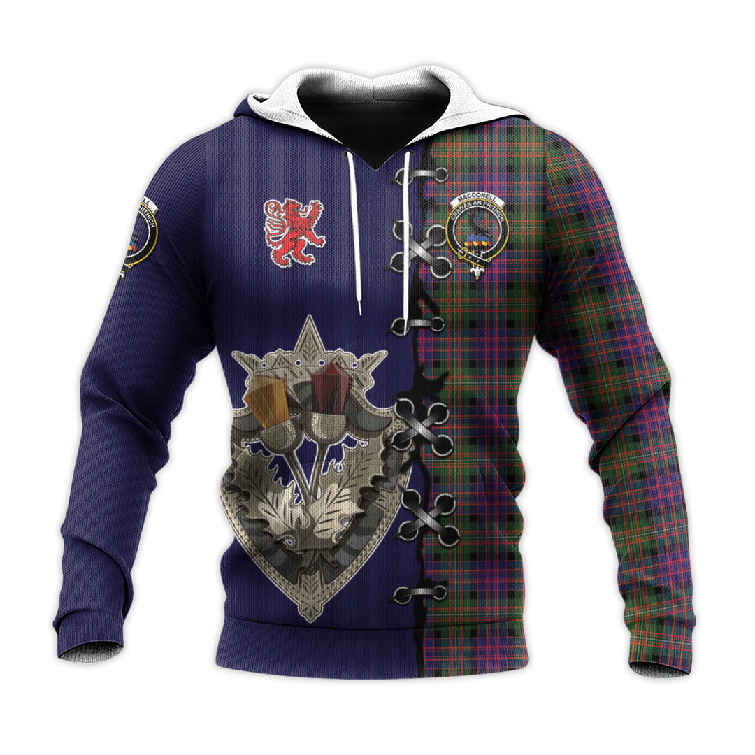Printivon Macdonnell Of Glengarry Modern Tartan Hoodie Lion Rampant And Celtic Thistle Style