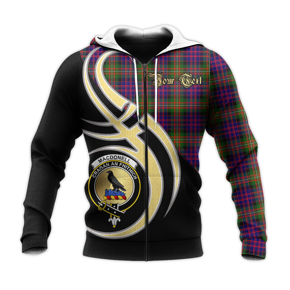 Printivon Macdonnell Of Glengarry Modern Clan Believe In Me Crest Tartan Knitted Hoodie Custom Your Text