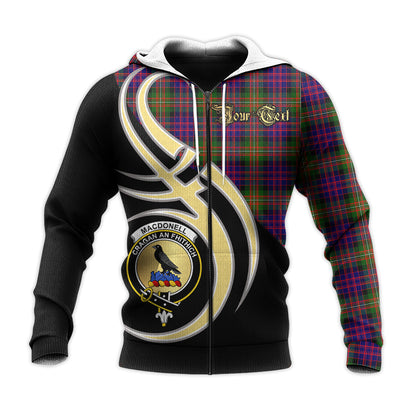 Printivon Macdonnell Of Glengarry Modern Clan Believe In Me Crest Tartan Knitted Hoodie Custom Your Text