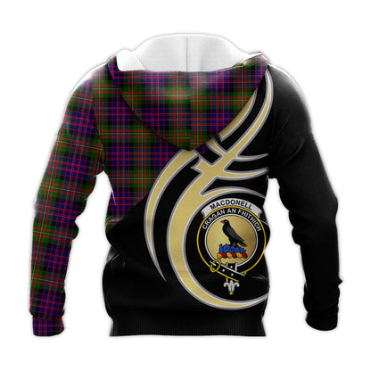 Printivon Macdonnell Of Glengarry Modern Clan Believe In Me Crest Tartan Knitted Hoodie Custom Your Text