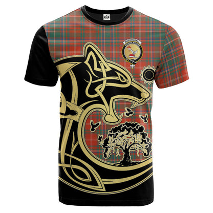 Printivon MacDougall Ancient Crest Celtic Wolf Tartan T Shirt Custom Your Text