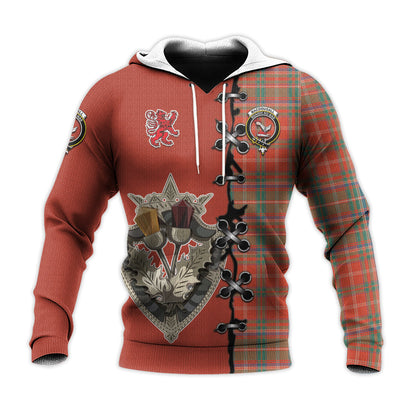 Printivon Macdougall Ancient Tartan Hoodie Lion Rampant And Celtic Thistle Style