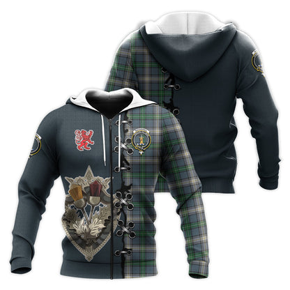 Printivon Macdowall Tartan Hoodie Lion Rampant And Celtic Thistle Style