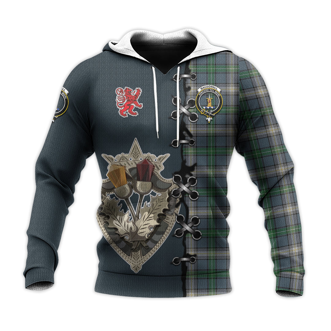 Printivon Macdowall Tartan Hoodie Lion Rampant And Celtic Thistle Style