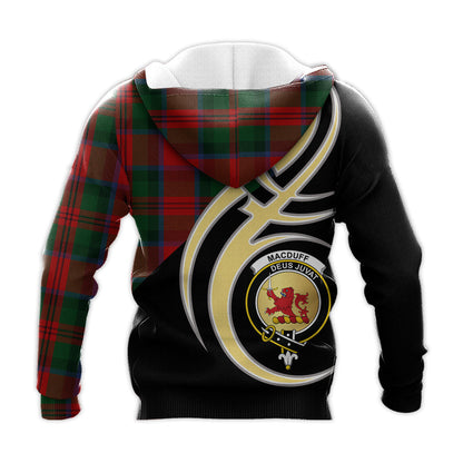 Printivon Macduff Clan Believe In Me Crest Tartan Knitted Hoodie Custom Your Text