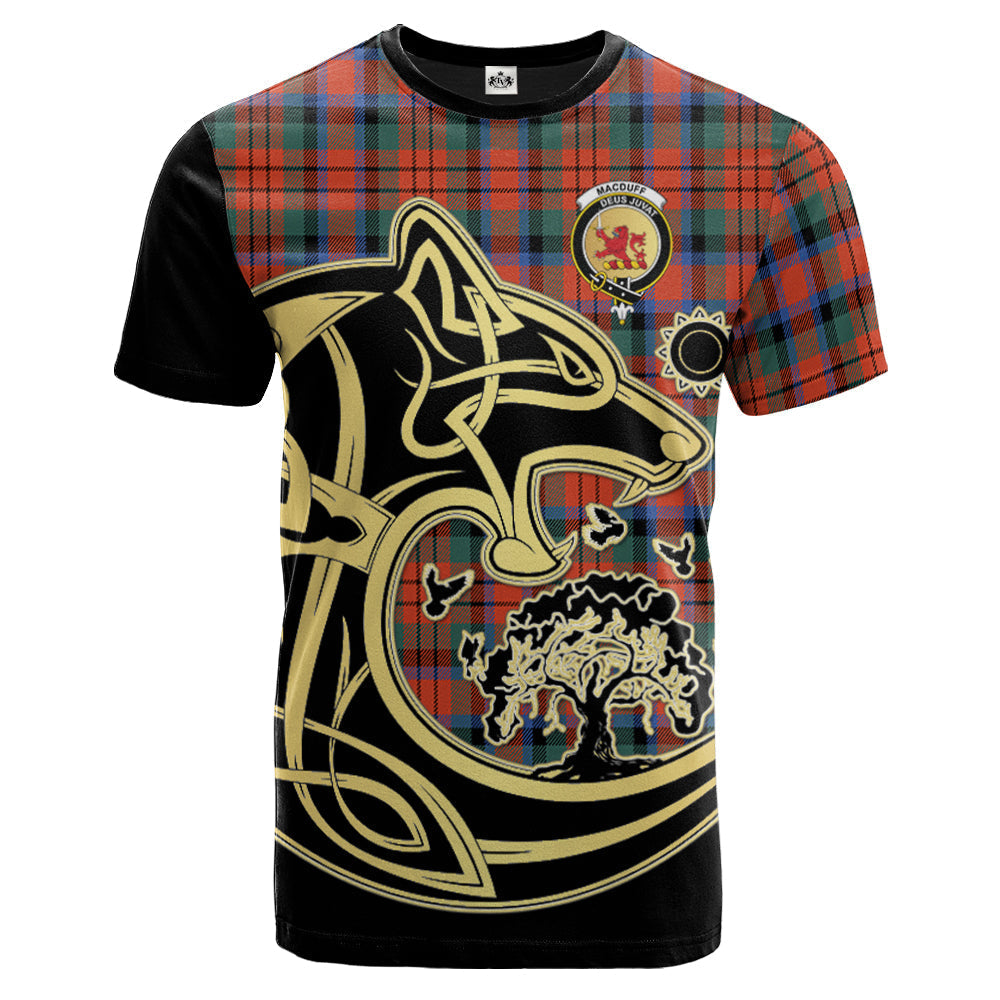 Printivon MacDuff Ancient Crest Celtic Wolf Tartan T Shirt Custom Your Text