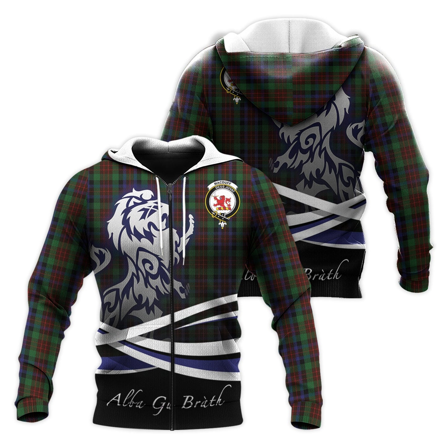 Printivon Macduff Hunting Tartan Scottish Lion Hoodie