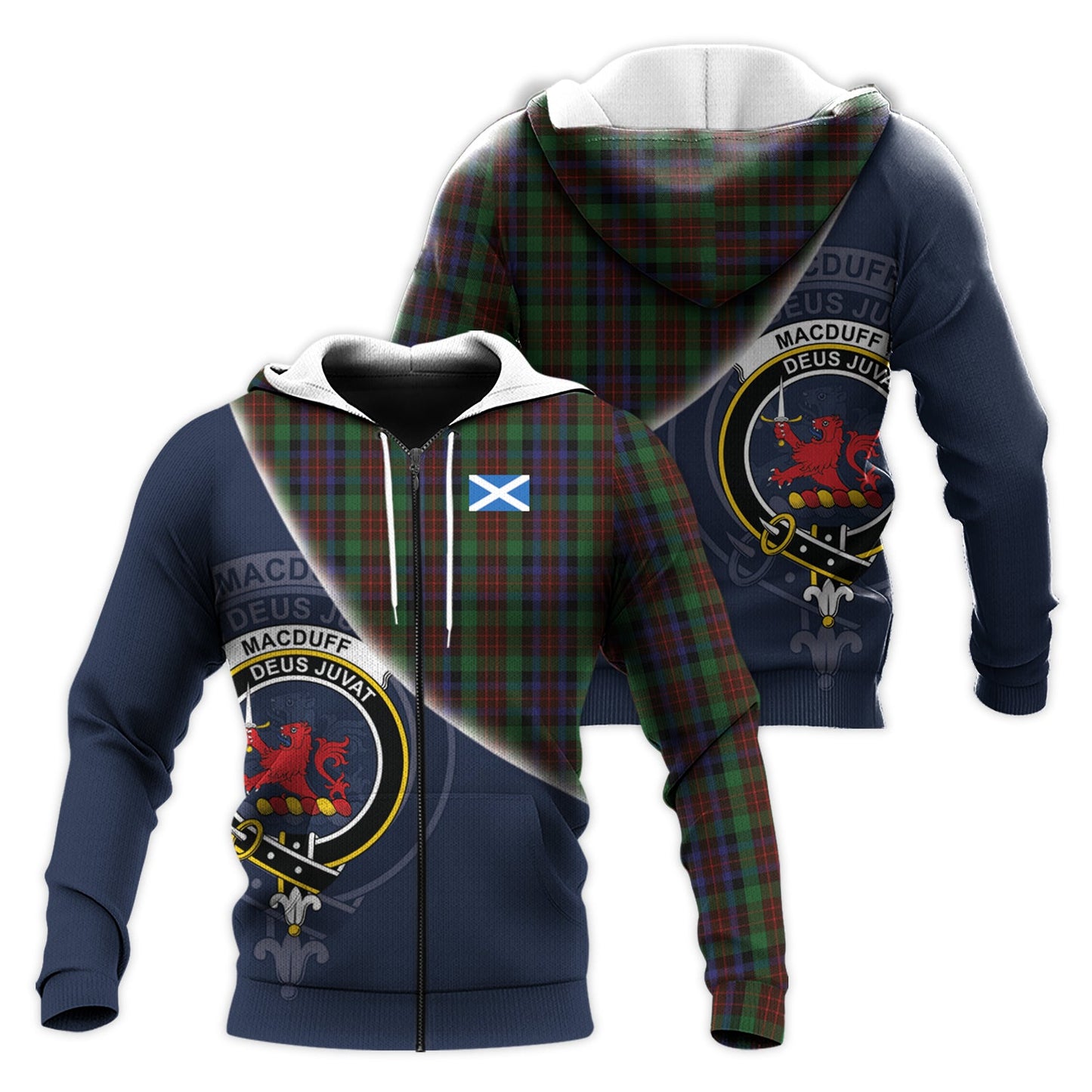 Printivon Macduff Hunting Tartan Scottish Crest Hoodie