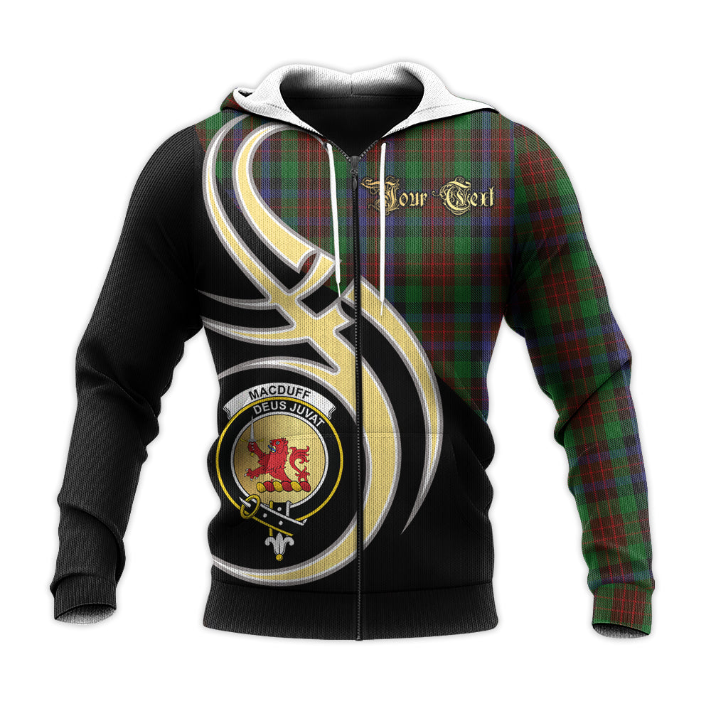 Printivon Macduff Hunting Clan Believe In Me Crest Tartan Knitted Hoodie Custom Your Text