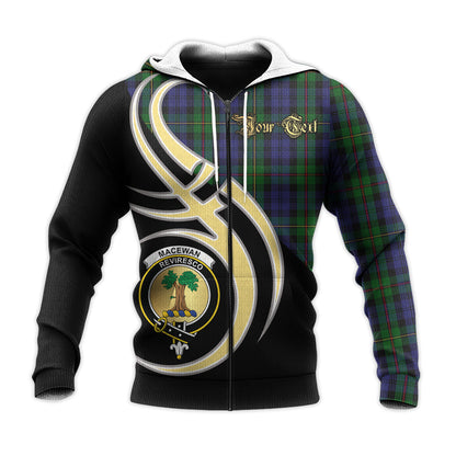 Printivon Macewen Macewan Clan Believe In Me Crest Tartan Knitted Hoodie Custom Your Text
