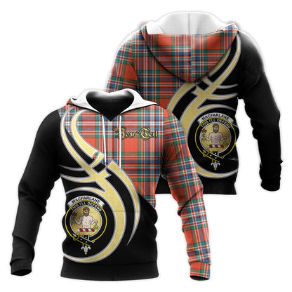 Printivon Macfarlane Ancient Clan Believe In Me Crest Tartan Knitted Hoodie Custom Your Text