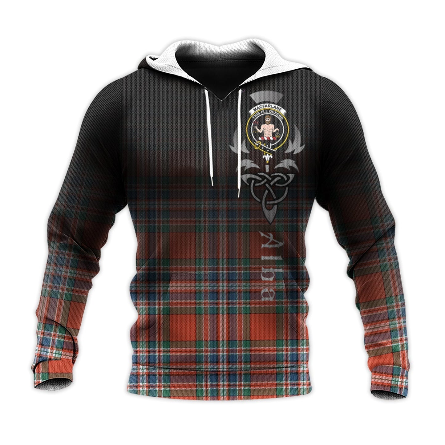 Printivon Macfarlane Ancient Tartan Crest Alba Celtic Hoodie