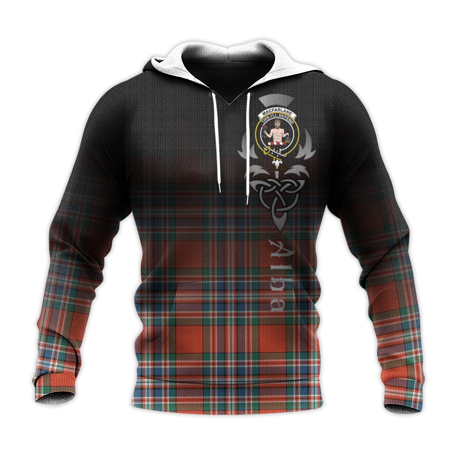 Printivon Macfarlane Ancient Tartan Crest Alba Celtic Hoodie