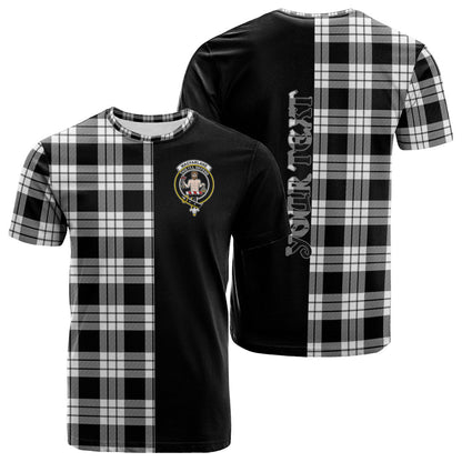 Printivon MacFarlane Black White Tartan Personalize Half T shirt