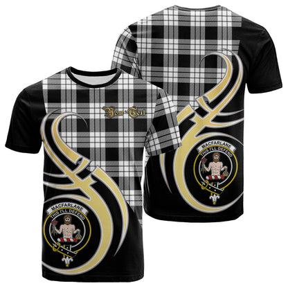 Printivon MacFarlane Black White Tartan Crest Believe In Me T Shirt