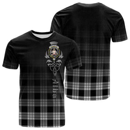Printivon MacFarlane Black White Tartan Crest Alba Celtic T Shirt