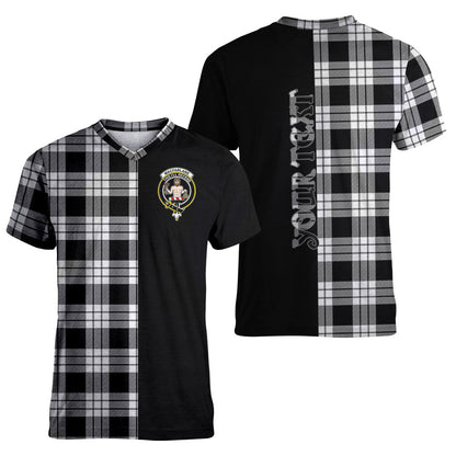 Printivon MacFarlane Black White Tartan Personalize Half T shirt