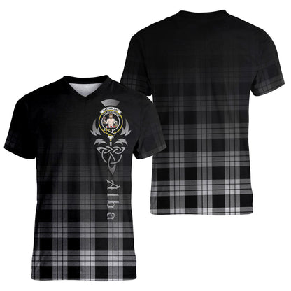 Printivon MacFarlane Black White Tartan Crest Alba Celtic T Shirt