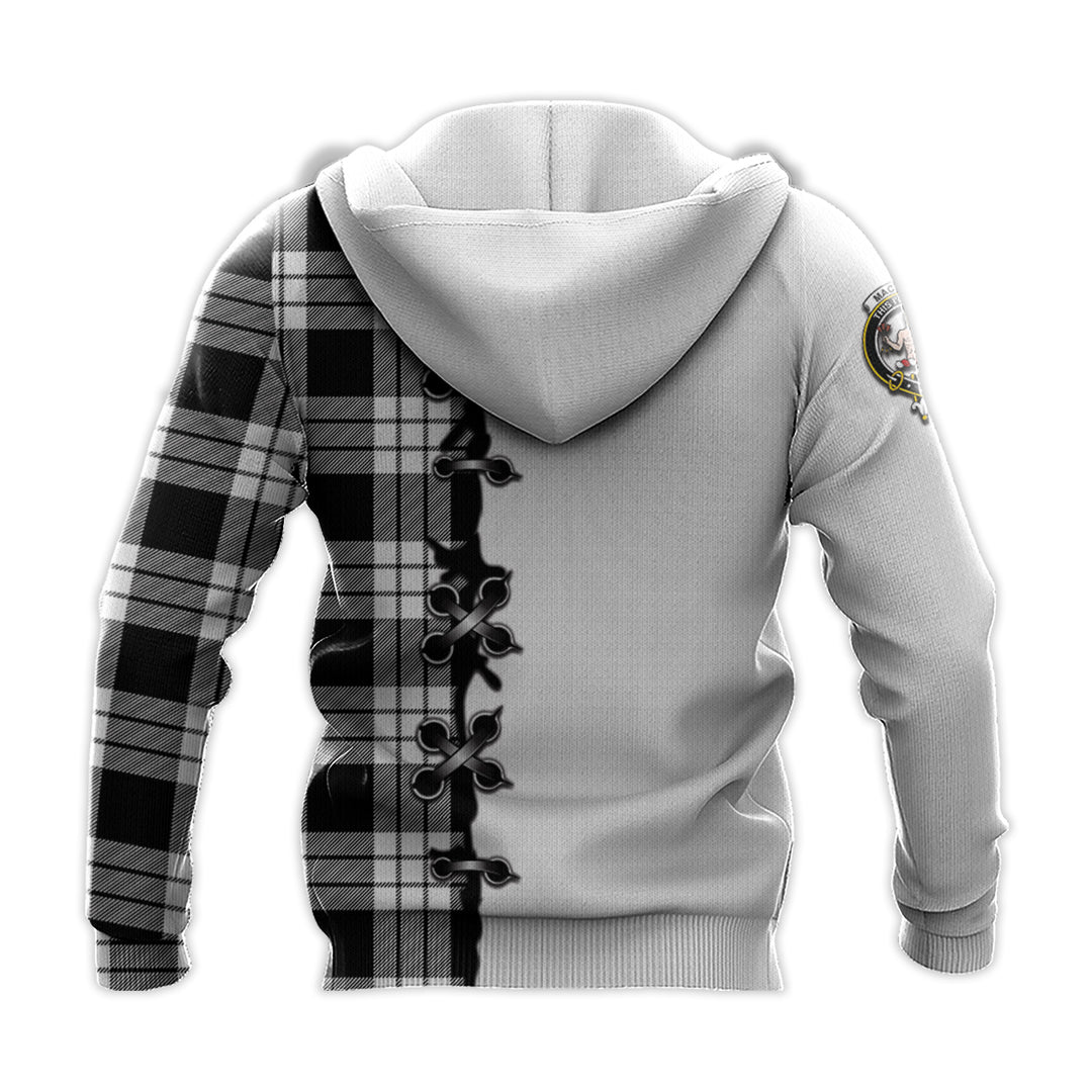Printivon Macfarlane Black White Tartan Hoodie Lion Rampant And Celtic Thistle Style
