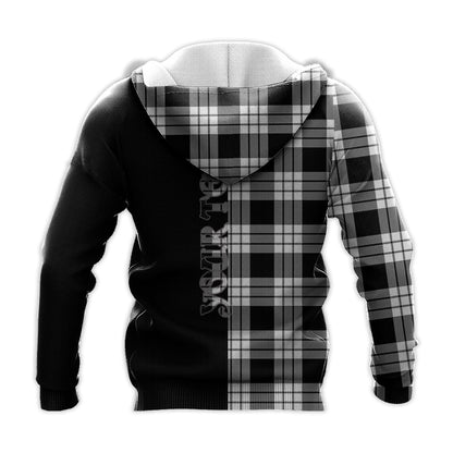 Printivon Macfarlane Black White Tartan Personalize Half Hoodie