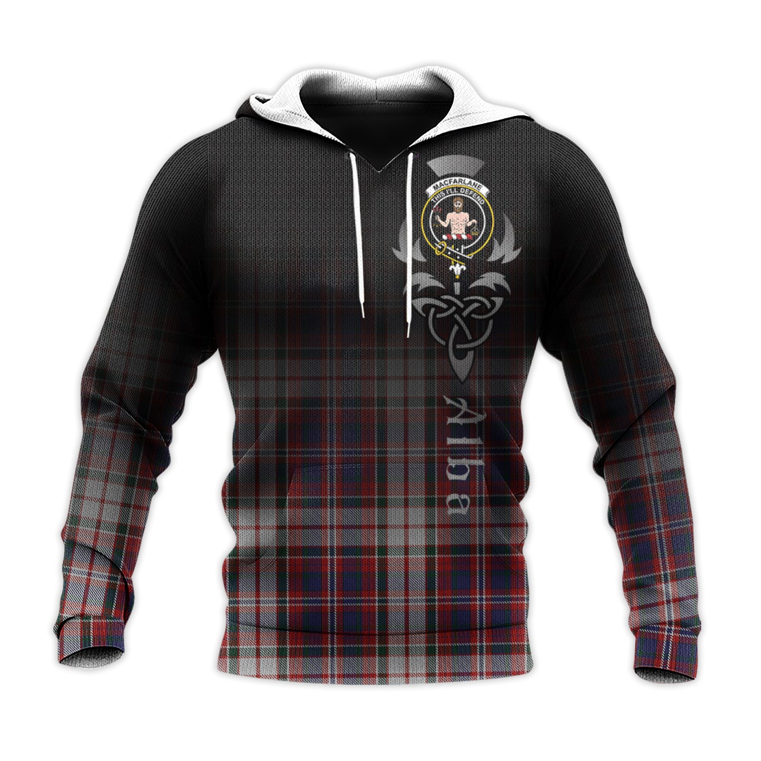 Printivon Macfarlane Dress Tartan Crest Alba Celtic Hoodie