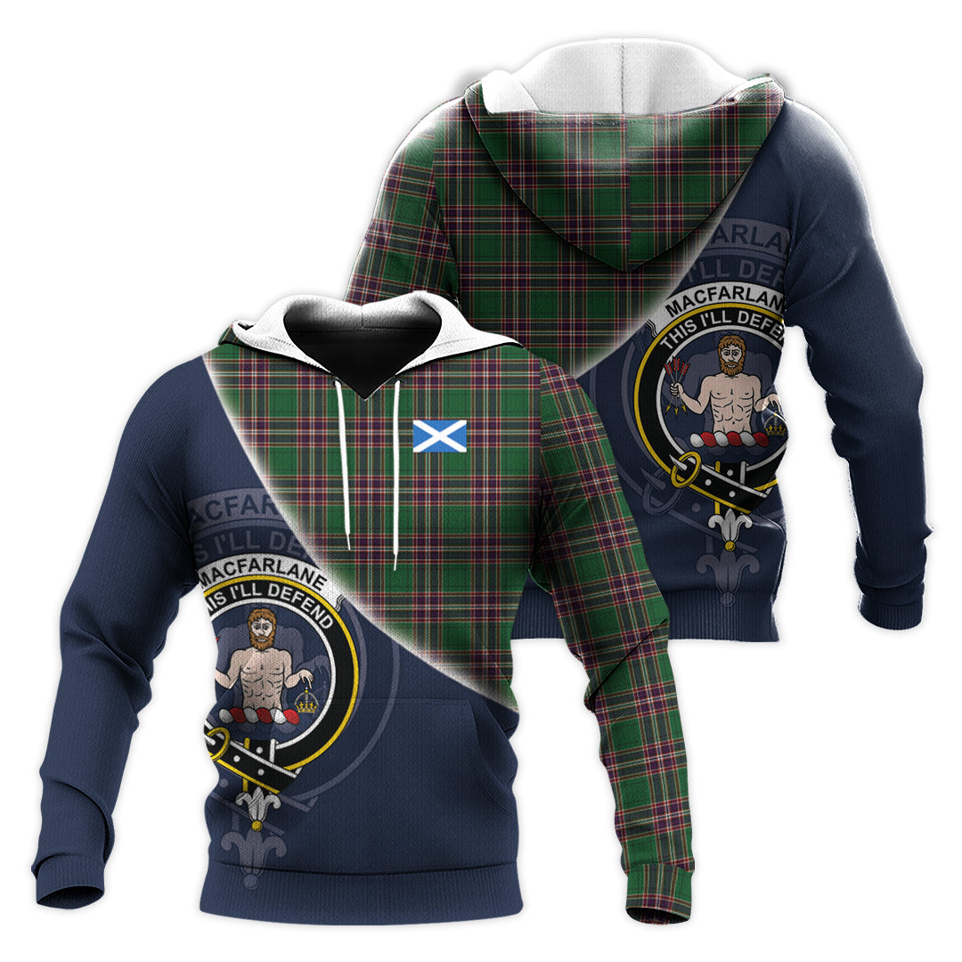 Printivon Macfarlane Hunting Tartan Scottish Crest Hoodie