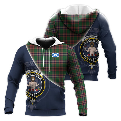 Printivon Macfarlane Hunting Tartan Scottish Crest Hoodie