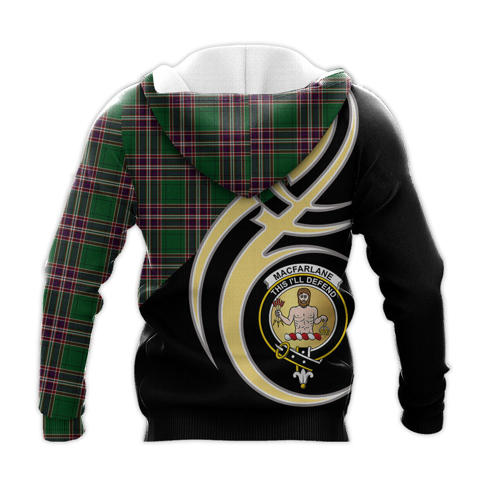 Printivon Macfarlane Hunting Clan Believe In Me Crest Tartan Knitted Hoodie Custom Your Text