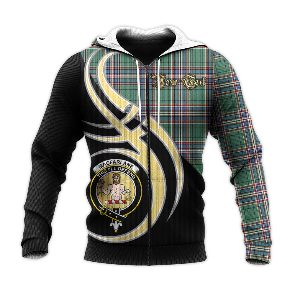 Printivon Macfarlane Hunting Ancient Clan Believe In Me Crest Tartan Knitted Hoodie Custom Your Text