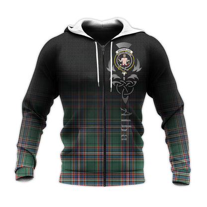 Printivon Macfarlane Hunting Ancient Tartan Crest Alba Celtic Hoodie