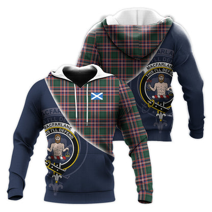 Printivon Macfarlane Hunting Modern Tartan Scottish Crest Hoodie