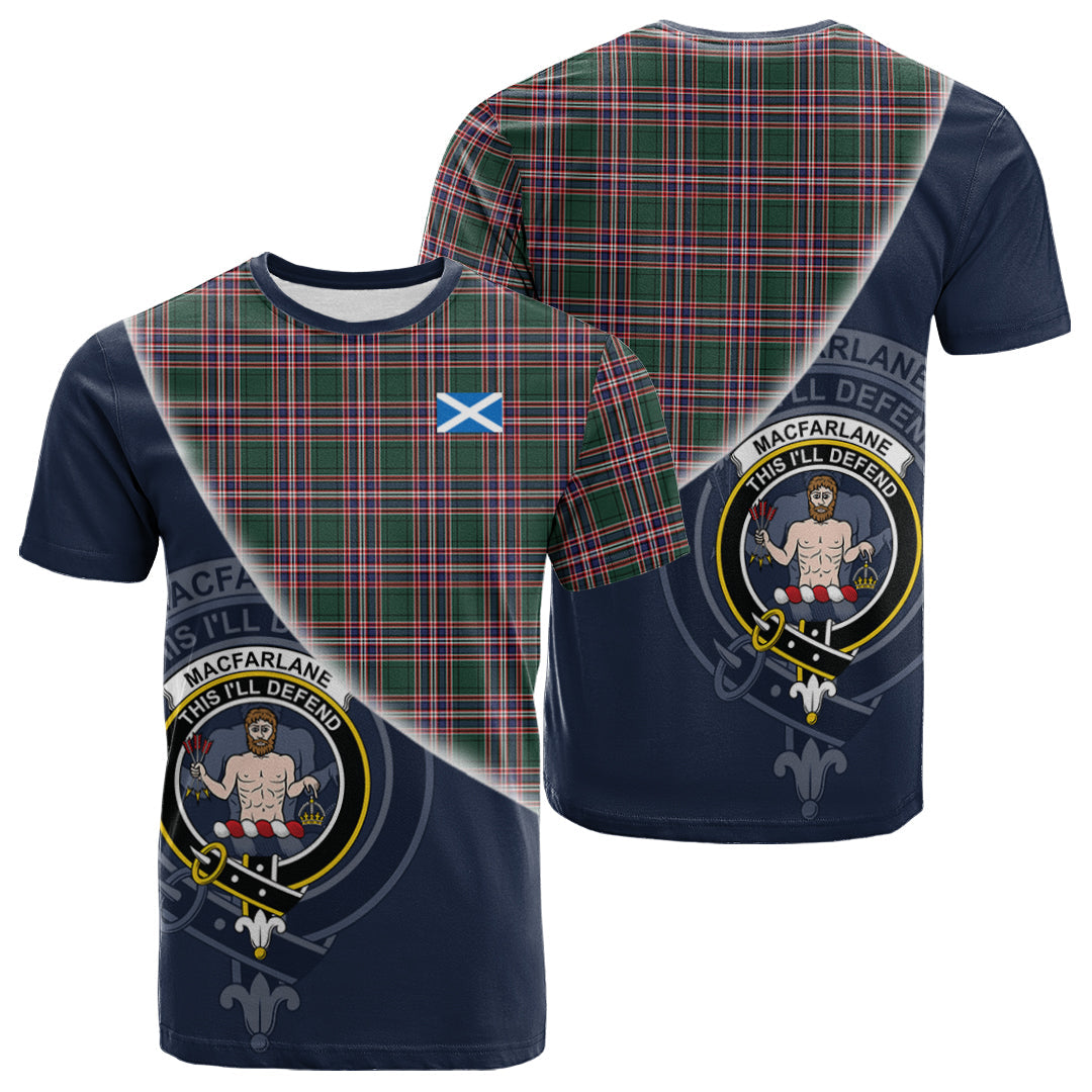 Printivon MacFarlane Hunting Modern Tartan Scottish Crest T Shirt